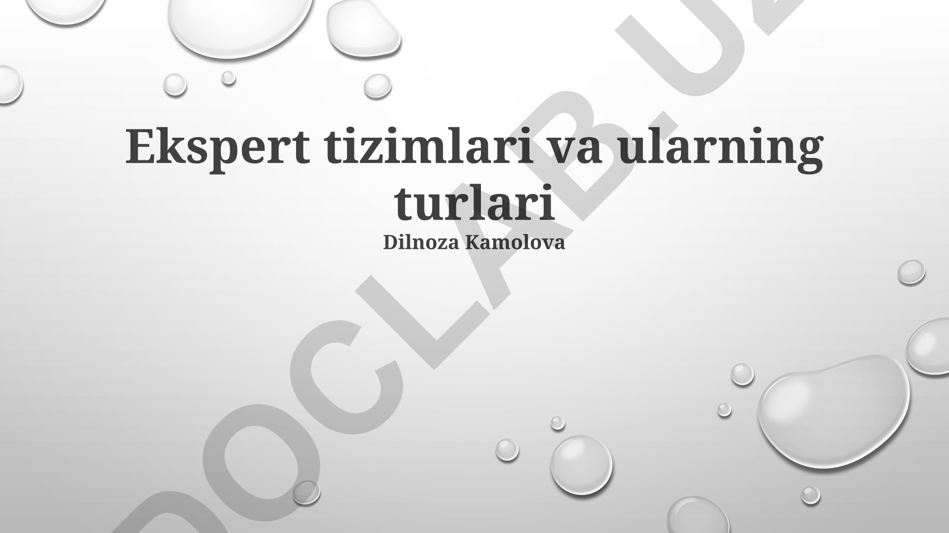 Ekspert tizimlari va ularning turlari