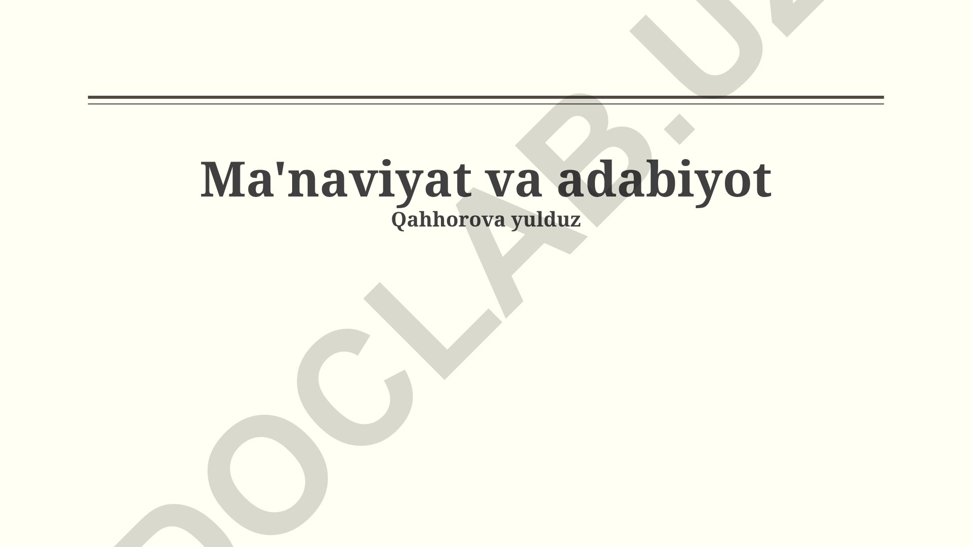 Ma'naviyat va adabiyot o'rtasidagi o'zaro ta'sir