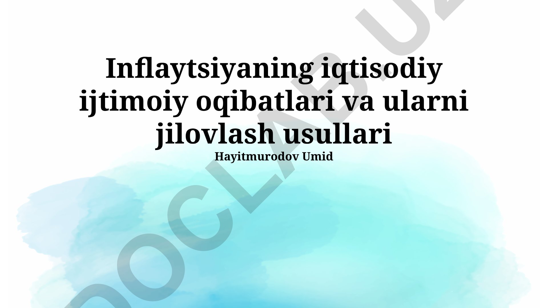 Inflatsiyaning iqtisodiy ijtimoiy oqibatlari va ularni jilovlash usullari