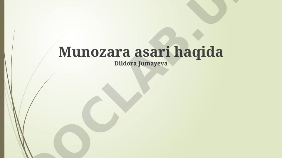 Munozara asari haqida Dildora Jumayeva