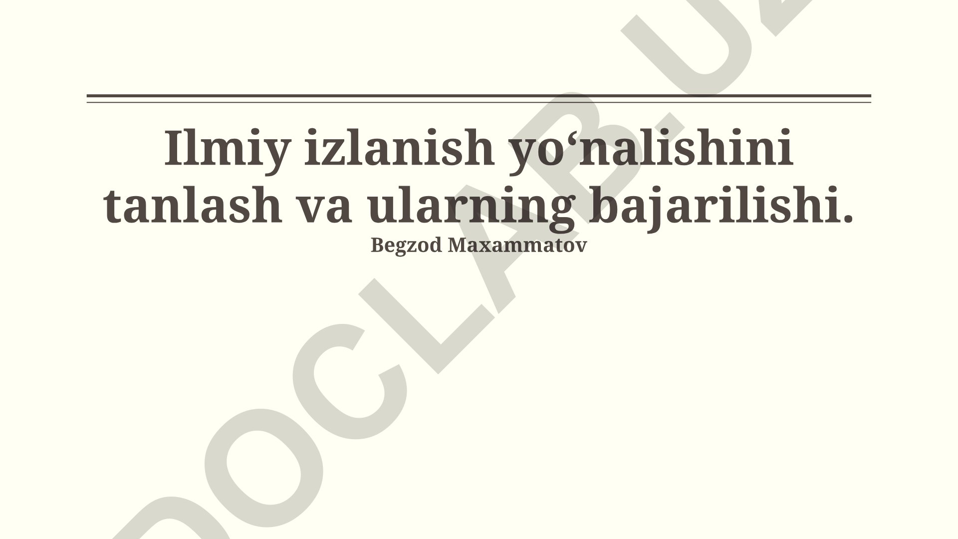 Ilmiy izlanish yoʻnalishini tanlash va ularning bajarilishi