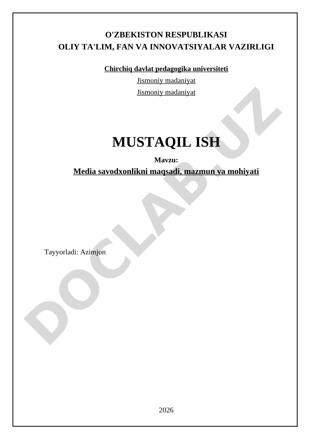 Media savodxonlikni maqsadi, mazmun va mohiyati