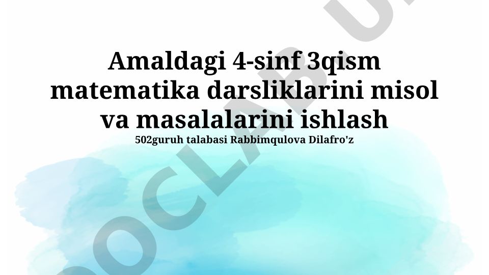 4-sinf 3-qism matematika darsligi misol va masalalarini ishlash