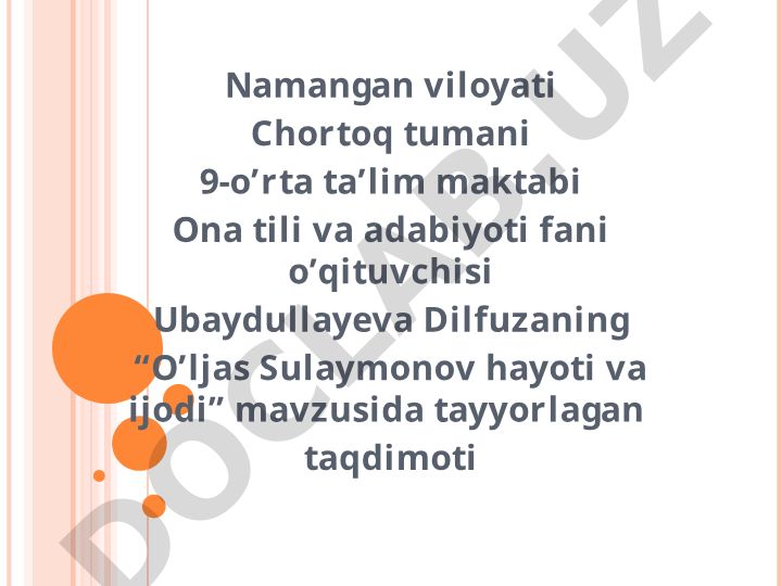 O'ljas Sulaymonov hayoti va ijodi