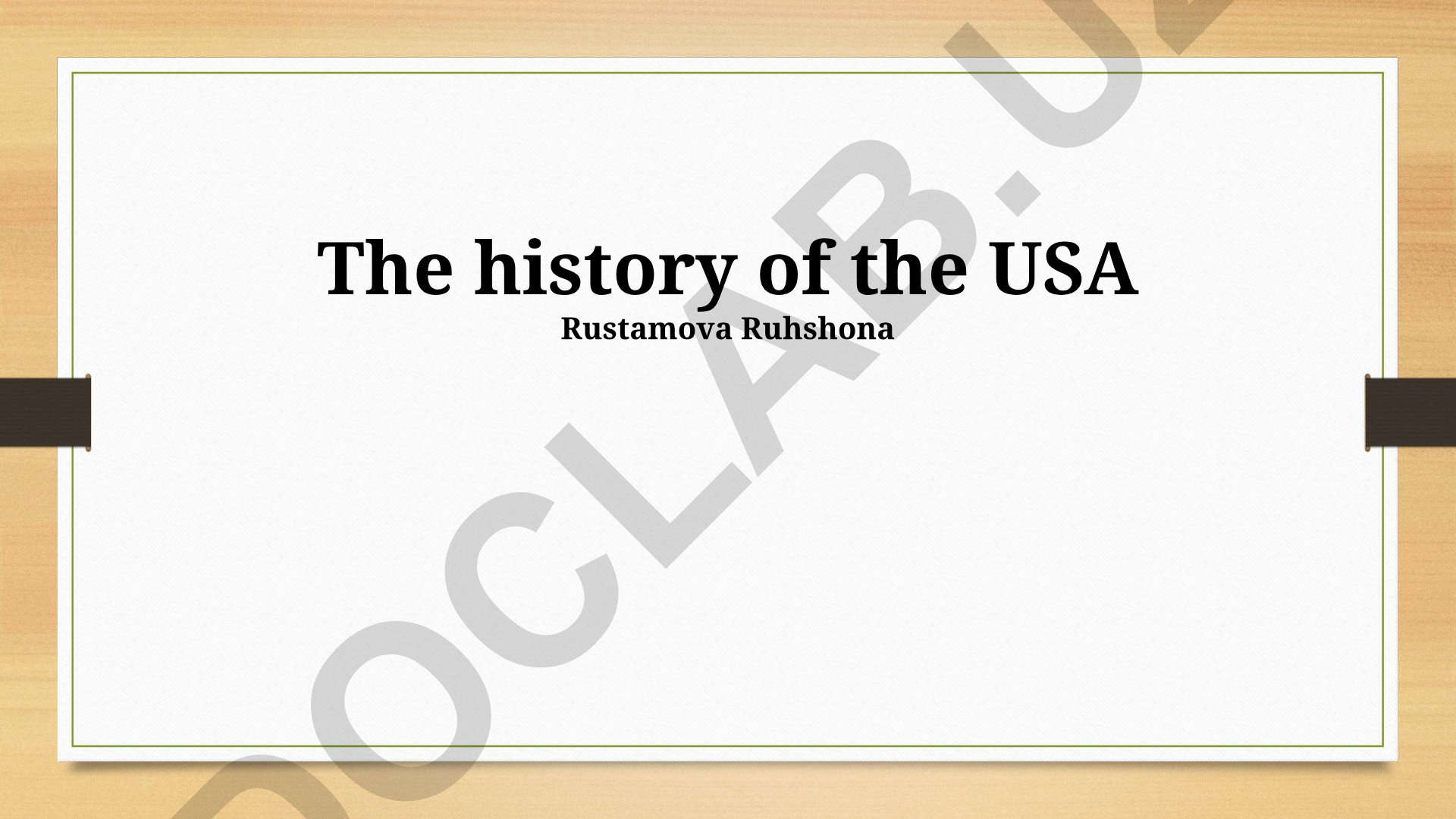 The history of the USA