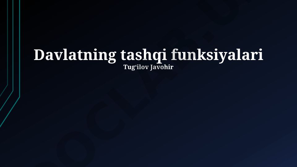 Davlatning tashqi funksiyalari: Mohiyat, turlari va O'zbekistonning xalqaro hamkorligi