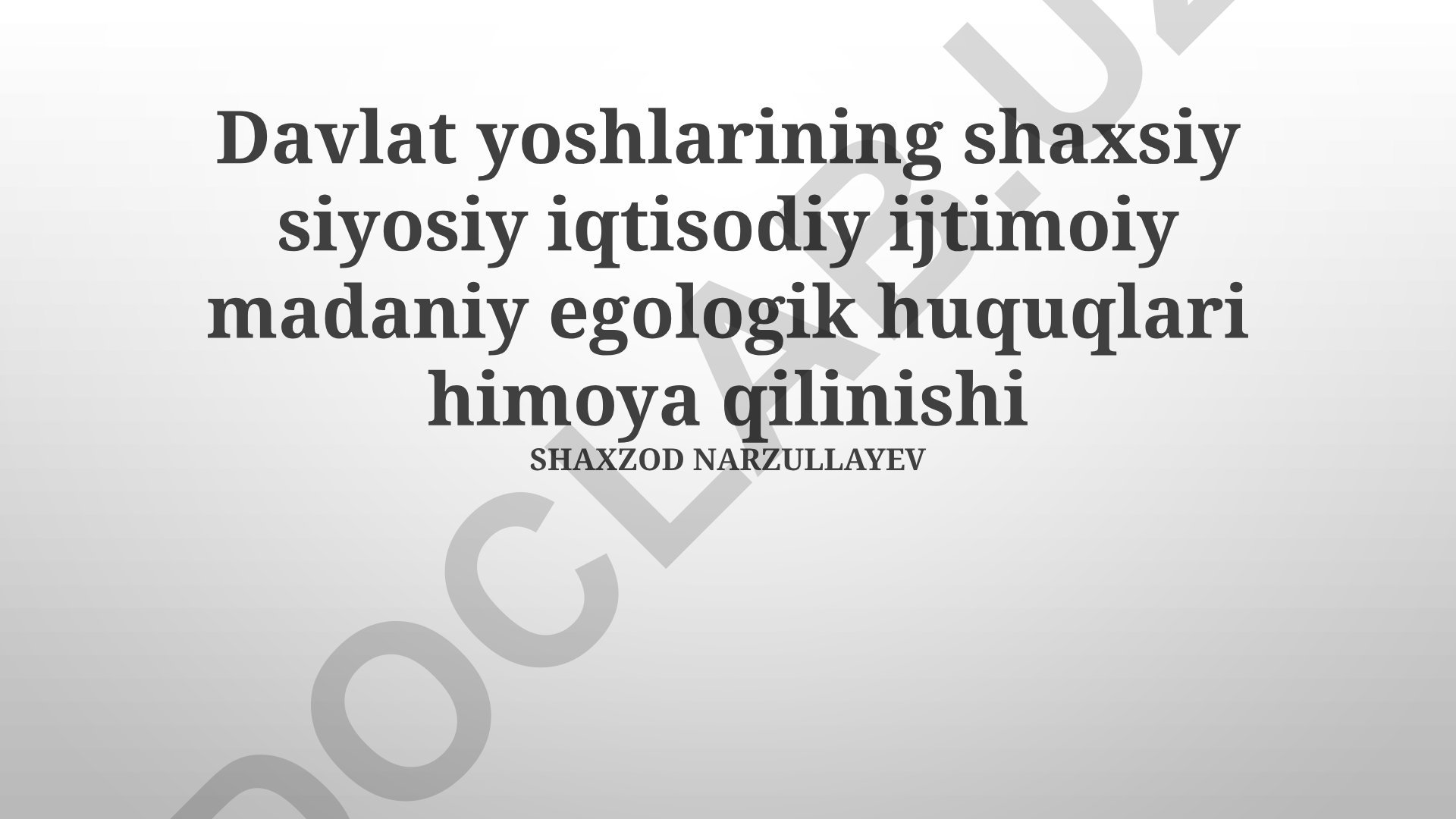 Yoshlarning huquqlarini himoya qilish