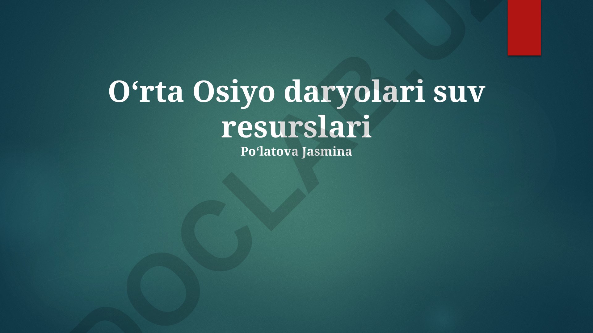 Markaziy Osiyo daryolari suv resurslarining taqsimoti va boshqaruvi