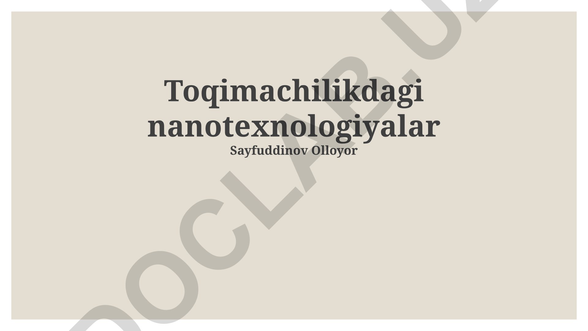 Toqimachilikdagi nanotexnologiyalar