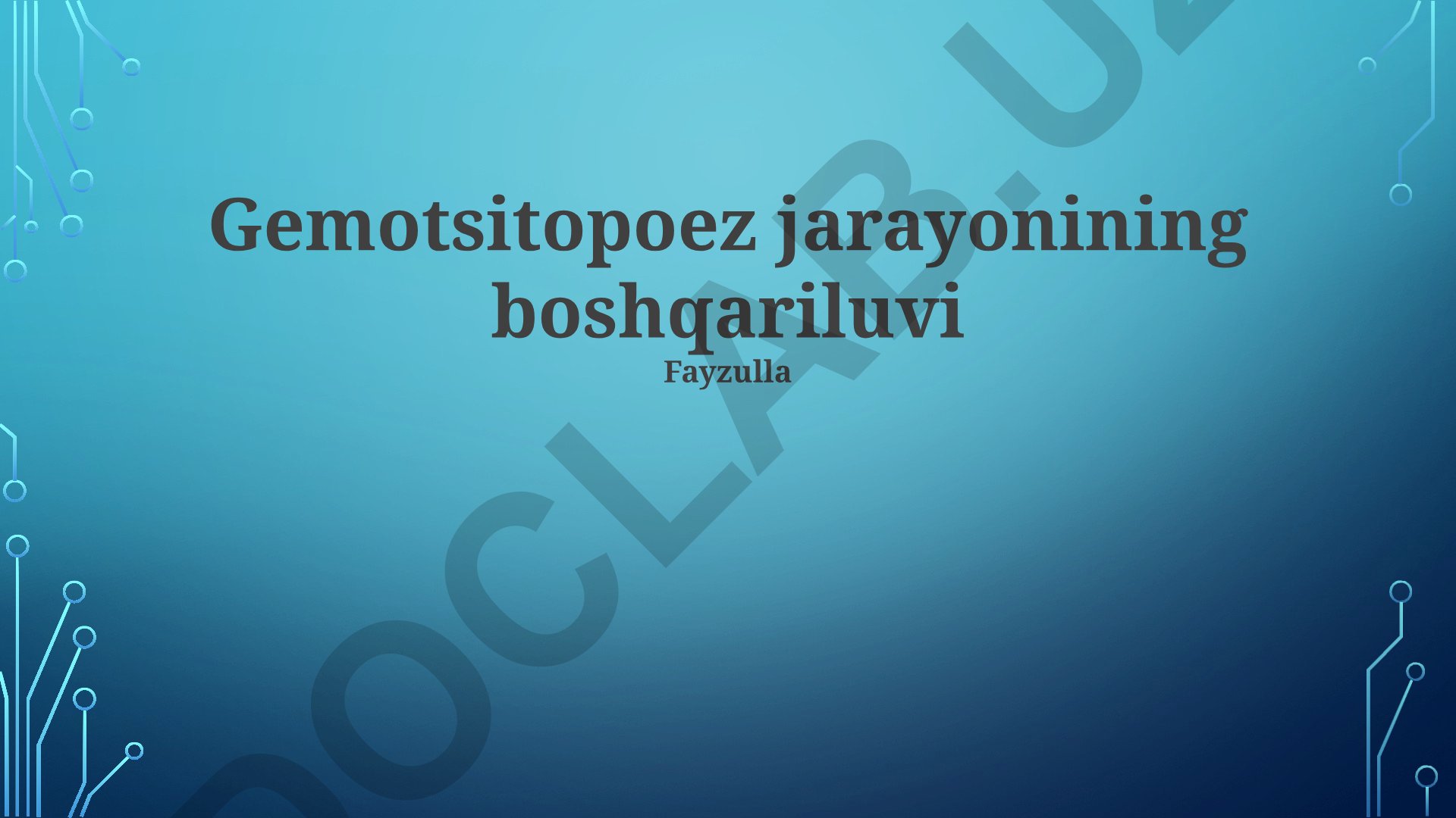 Gemotsitopoez jarayonining boshqariluvi