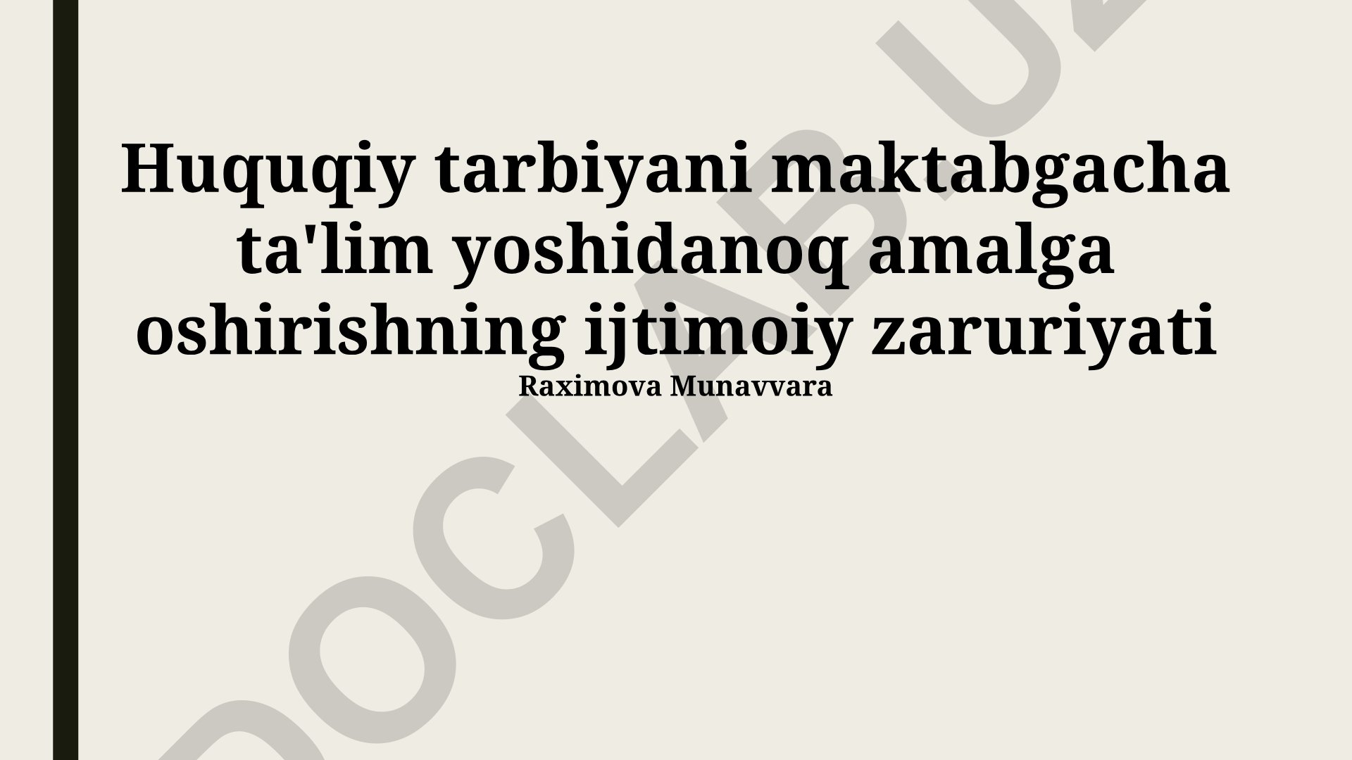 Maktabgacha yoshdagi bolalarda huquqiy madaniyatni shakllantirish