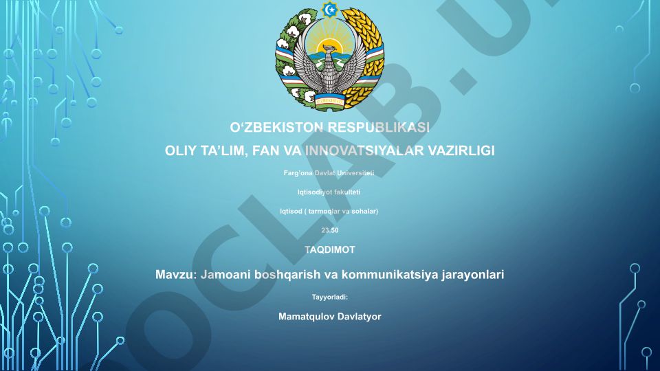 Jamoani boshqarish va kommunikatsiya jarayonlari