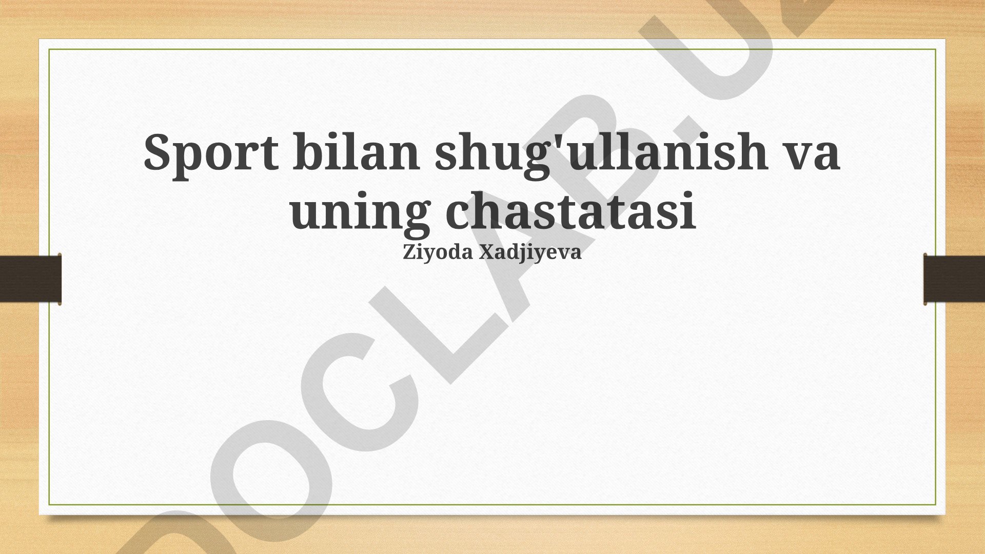Sport bilan shug'ullanish va uning chastotasi