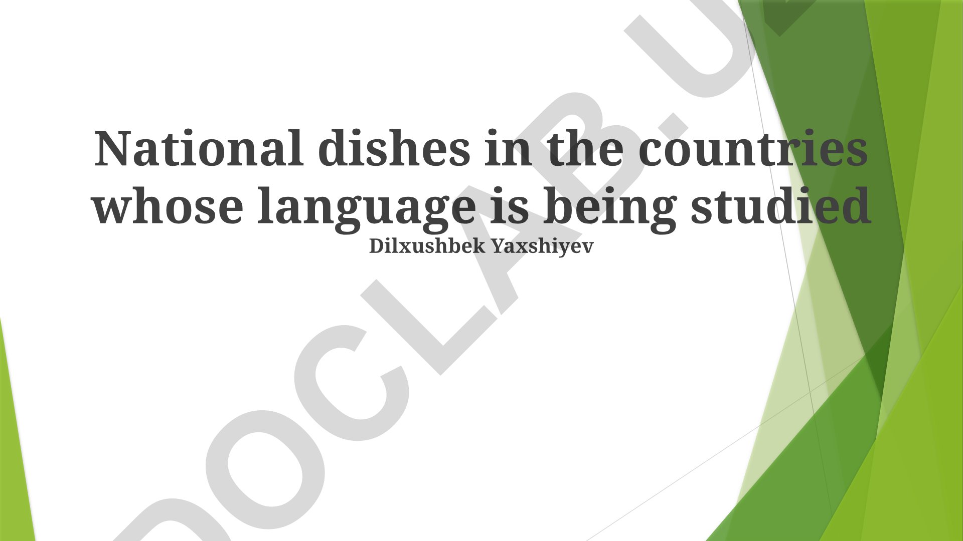 A Taste of Language: National Dishes and Cultural Identity