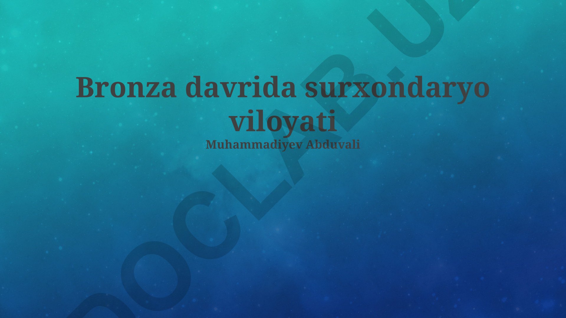 Surxondaryo viloyatida bronza davri arxeologik yodgorliklari va madaniyati