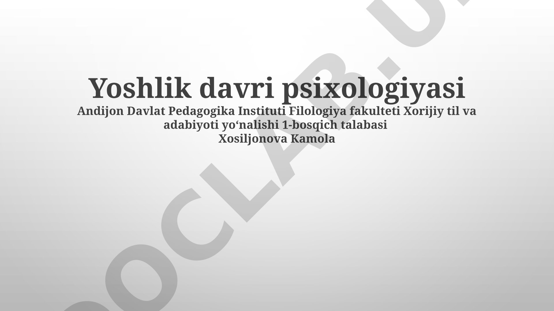 Yoshlik davri psixologiyasi