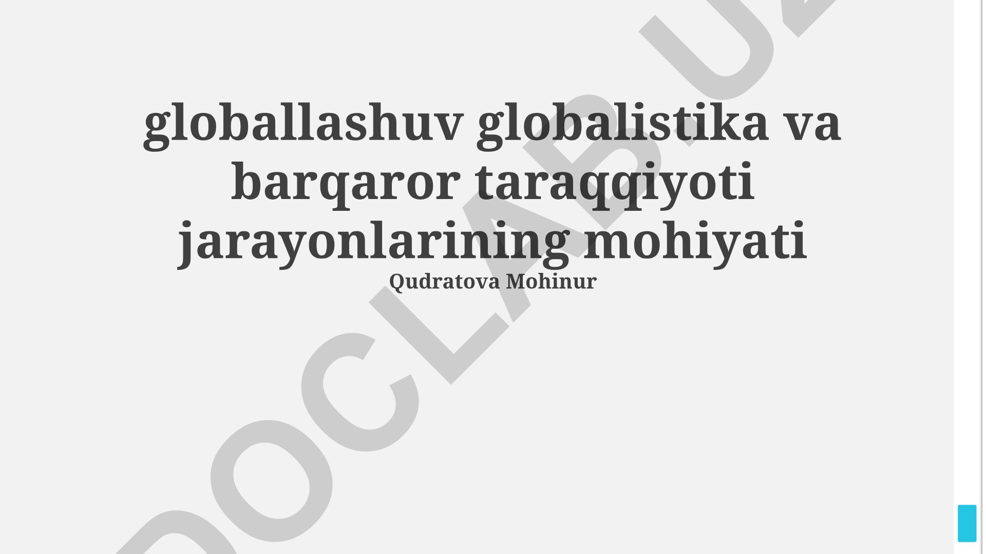 Globalizatsiya va barqaror taraqqiyot jarayonlari