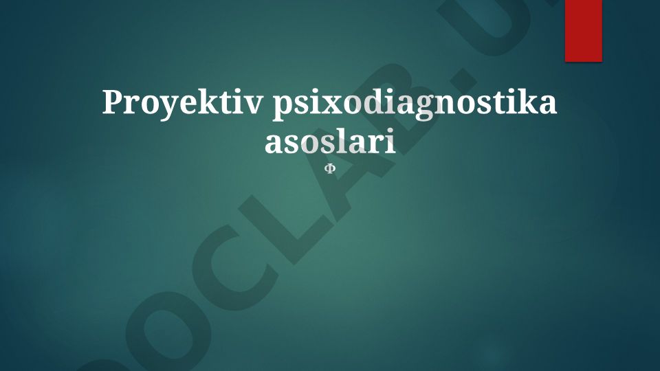 Proyektiv psixodiagnostika asoslari