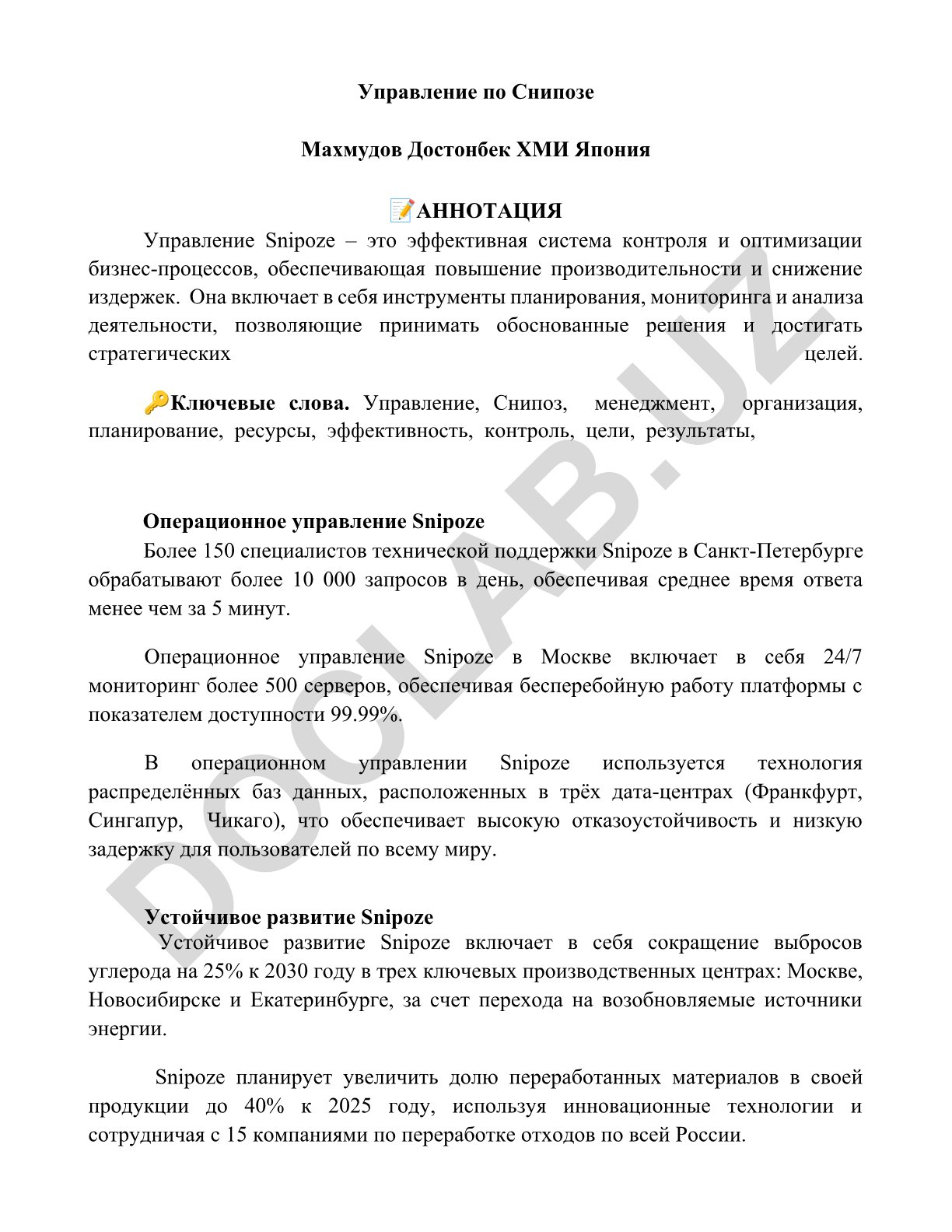 Управление Snipoze: система контроля и оптимизации бизнес-процессов