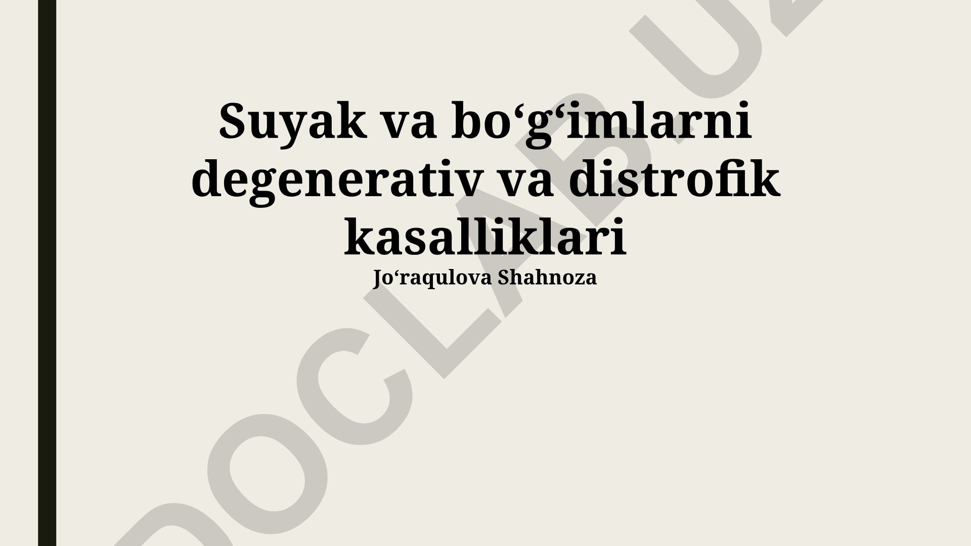 Suyak va boʻgʻimlarni degenerativ va distrofik kasalliklari