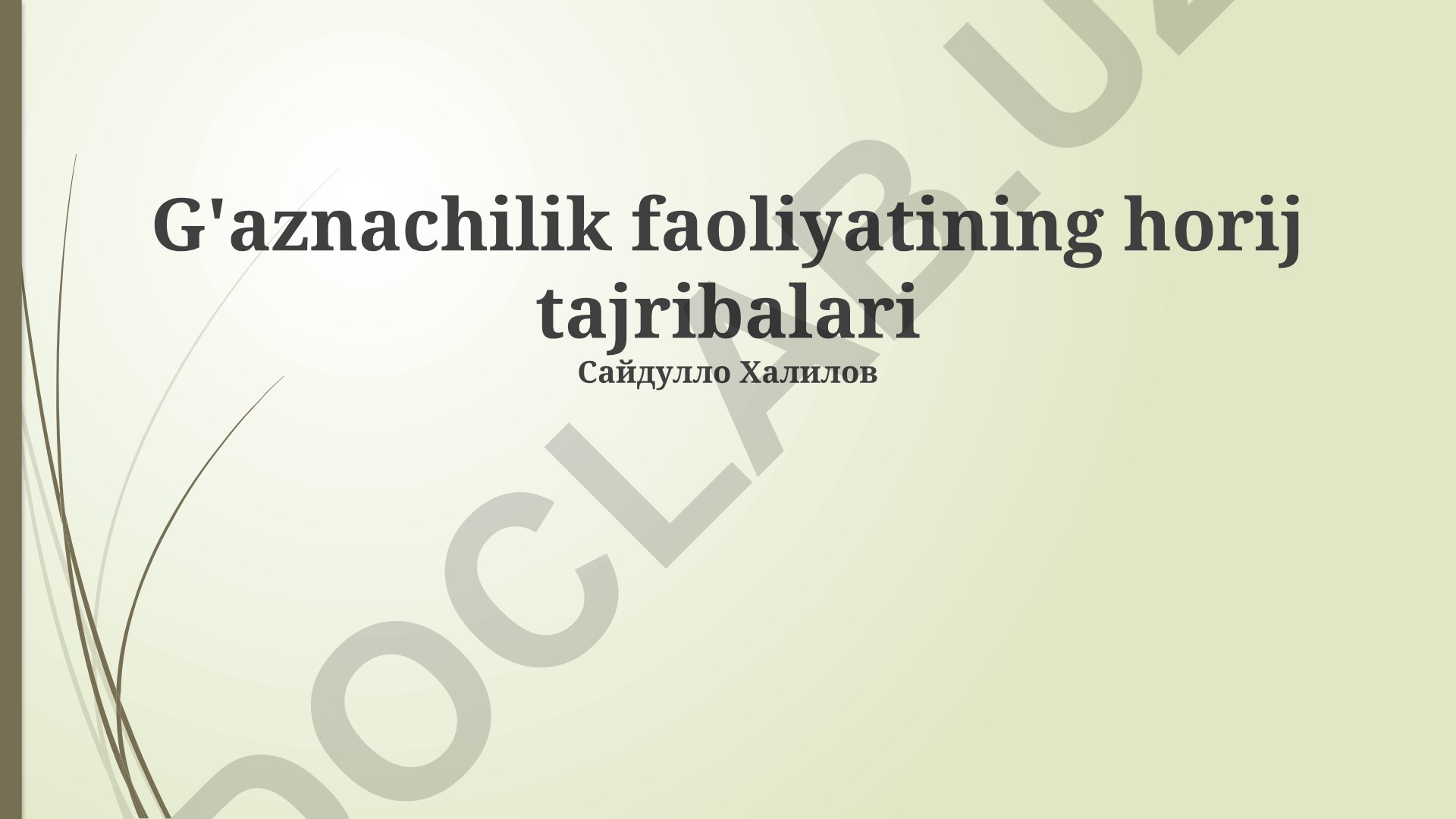 G'aznachilik faoliyatining xorij tajribalari