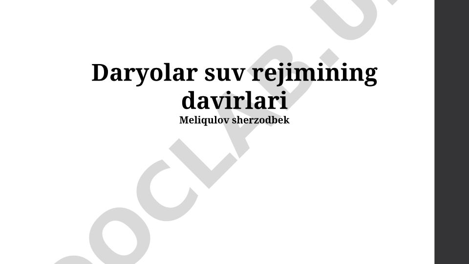 Daryolar suv rejimining davirlari va modellashtirish