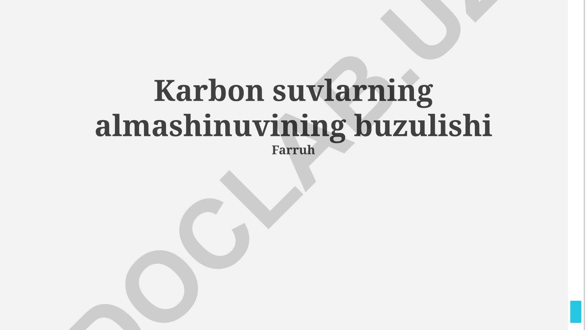 Karbon suvlarning almashinuvining buzulishi