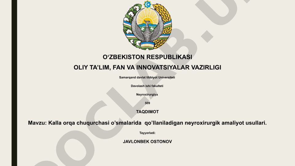 Kalla orqa chuqurchasi o'smalarida qo'llaniladigan neyroxirurgik amaliyot usullari