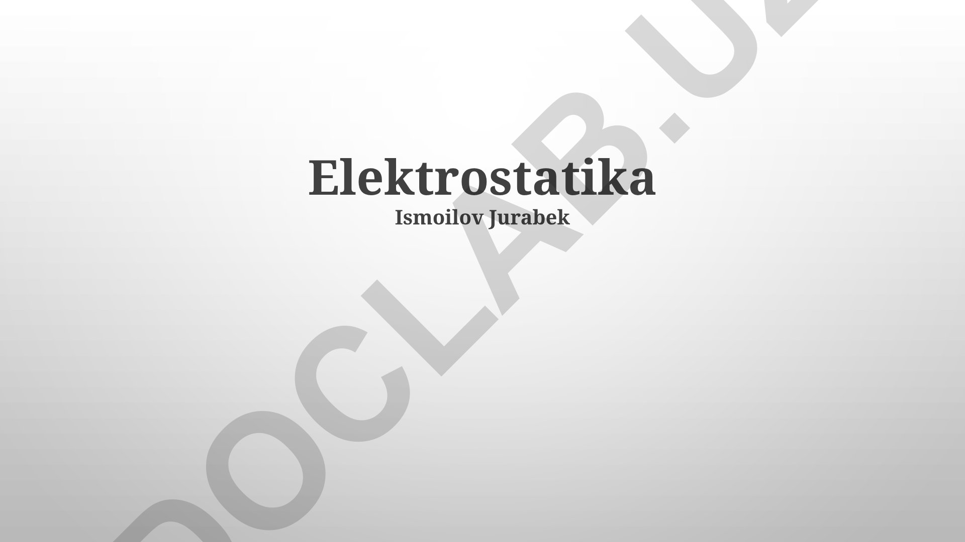 Kulon Qonuni va Elektrostatik Maydon