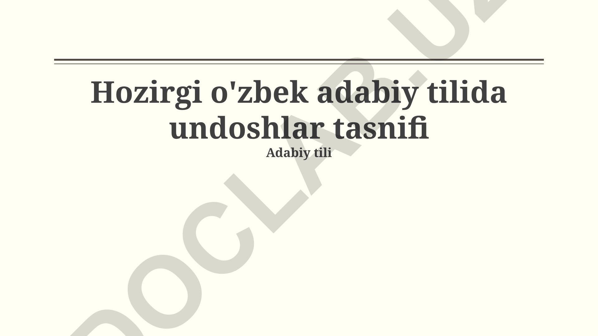 Hozirgi o'zbek adabiy tilida undoshlar tasnifi