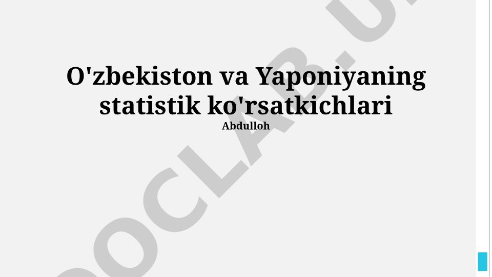 O'zbekiston va Yaponiyaning statistik ko'rsatkichlari