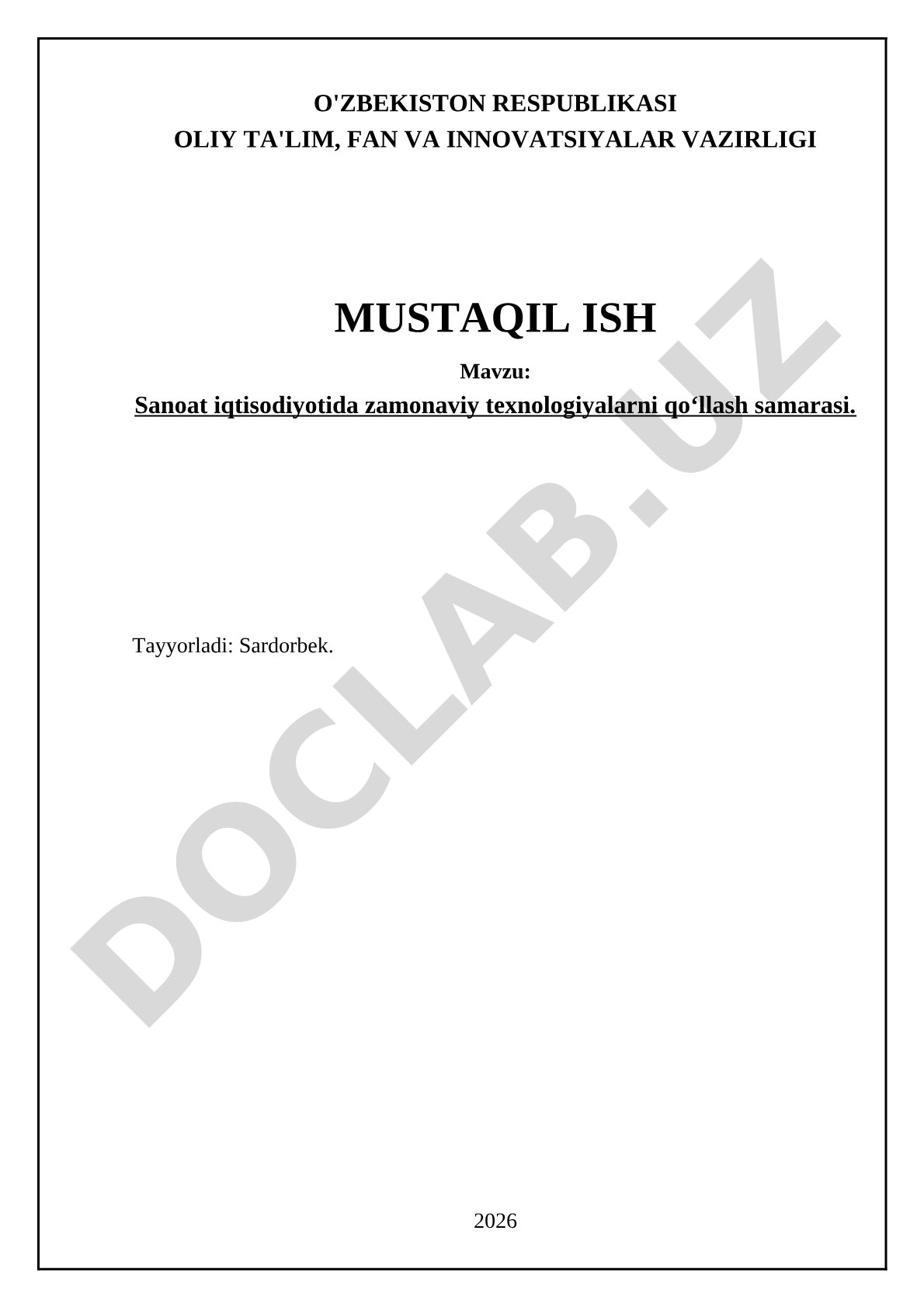 Sanoat iqtisodiyotida zamonaviy texnologiyalarni qoʻllash samarasi