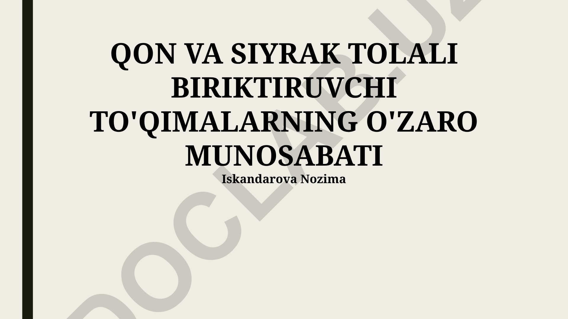 Qon va siyrak tolali biriktiruvchi to'qimalarning o'zaro munosabati