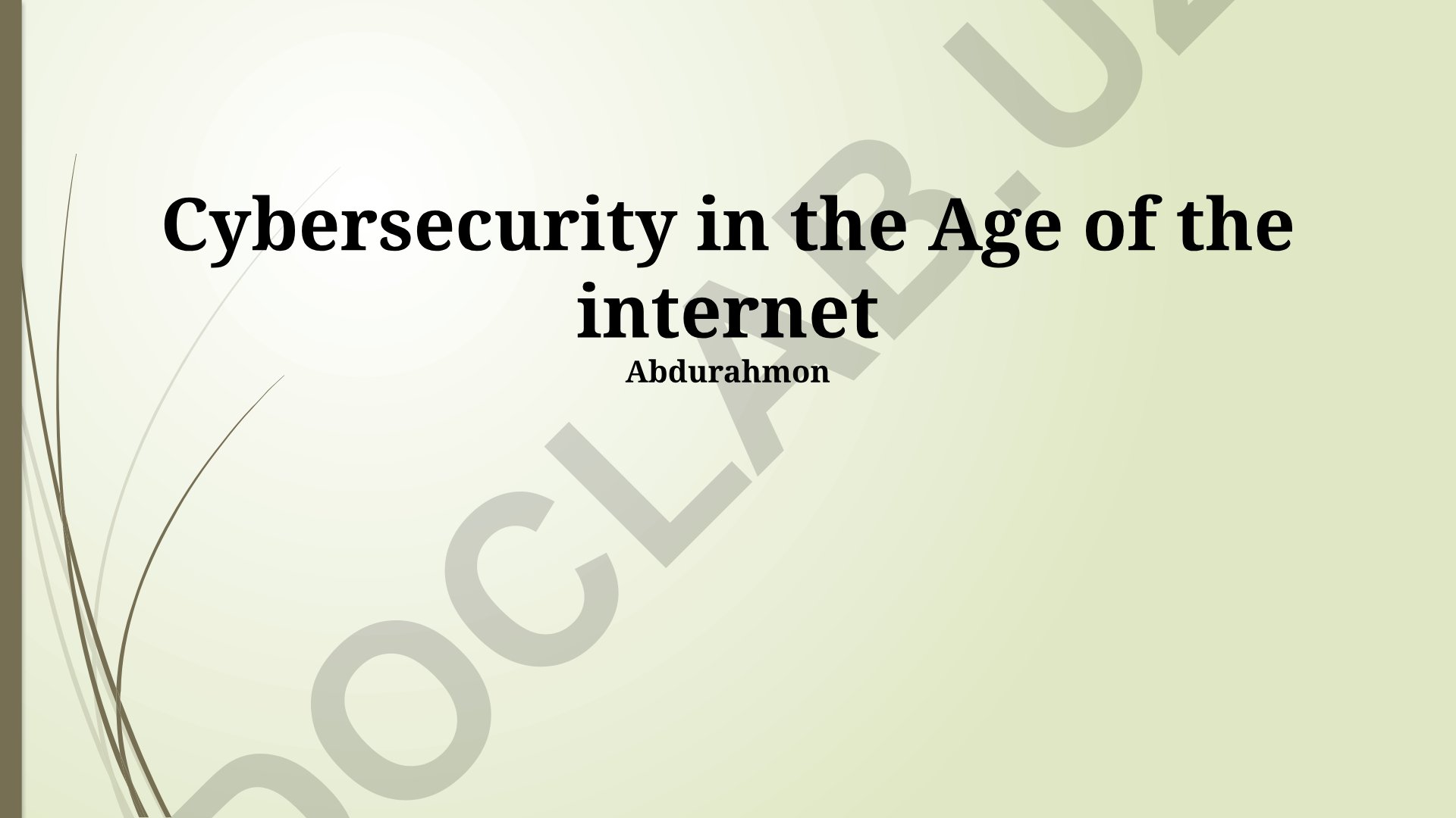 Cybersecurity in the Age of the Internet