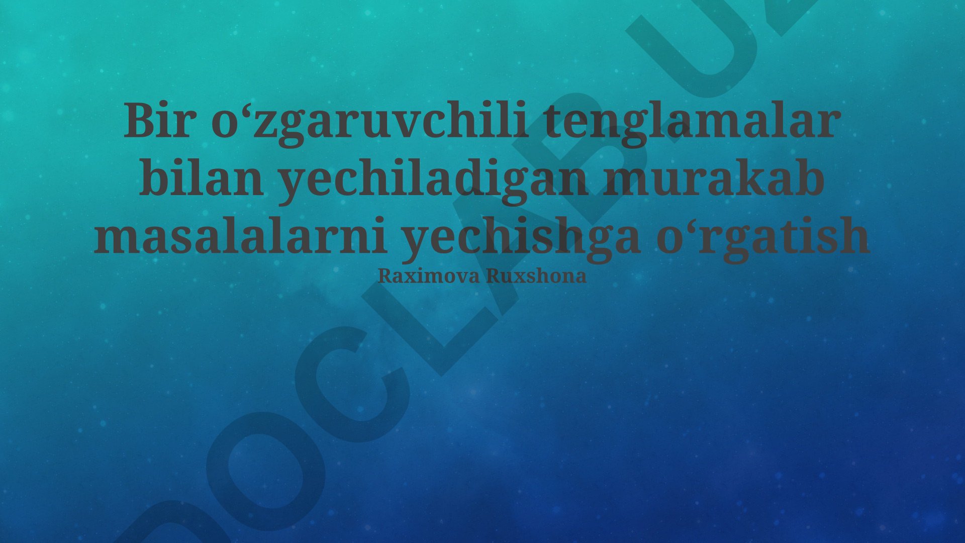 Bir o‘zgaruvchili tenglamalar bilan murakkab masalalarni yechish