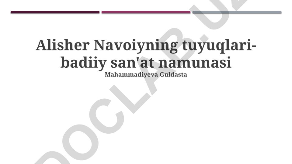 Alisher Navoiyning tuyuqlari - badiiy san'at namunasi