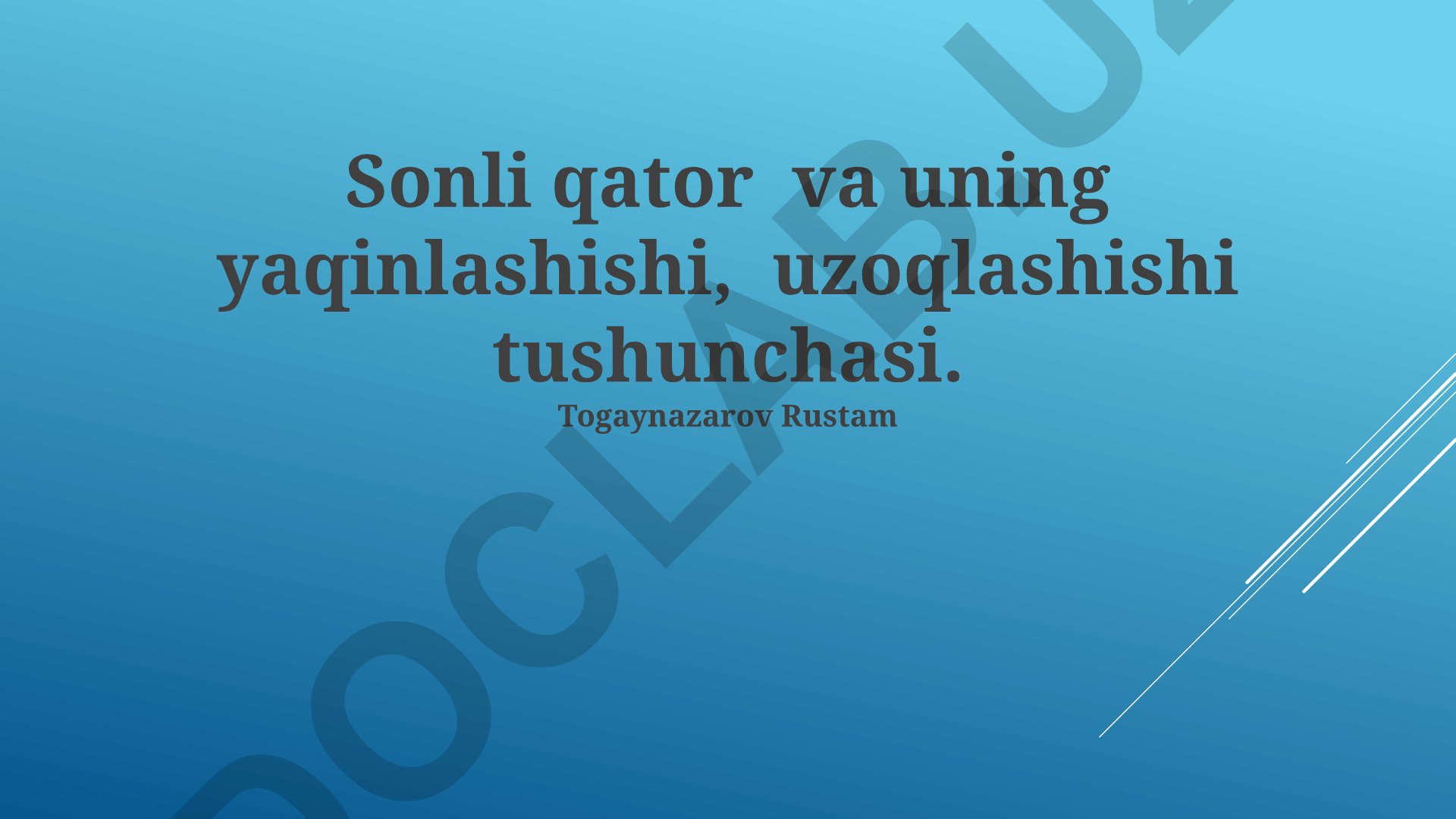 Sonli qatorlar va ularning yaqinlashishi, uzoqlashishi tushunchalari