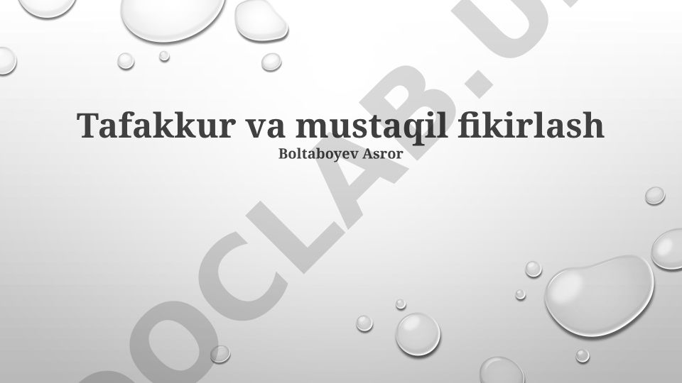 Tafakkur va mustaqil fikrlash