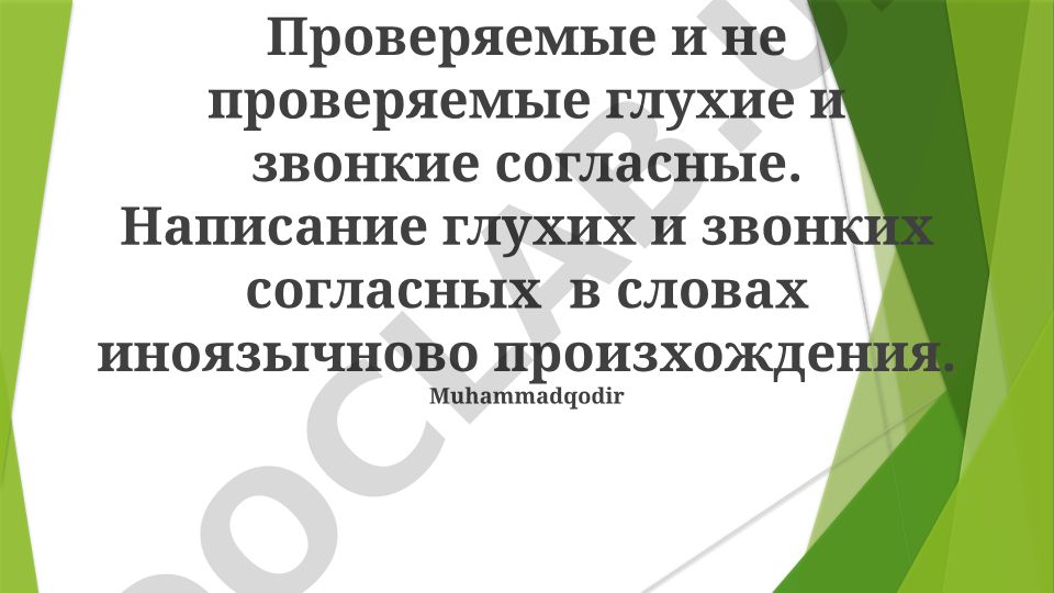 Проверяемые и непроверяемые глухие и звонкие согласные в словах иностранного происхождения