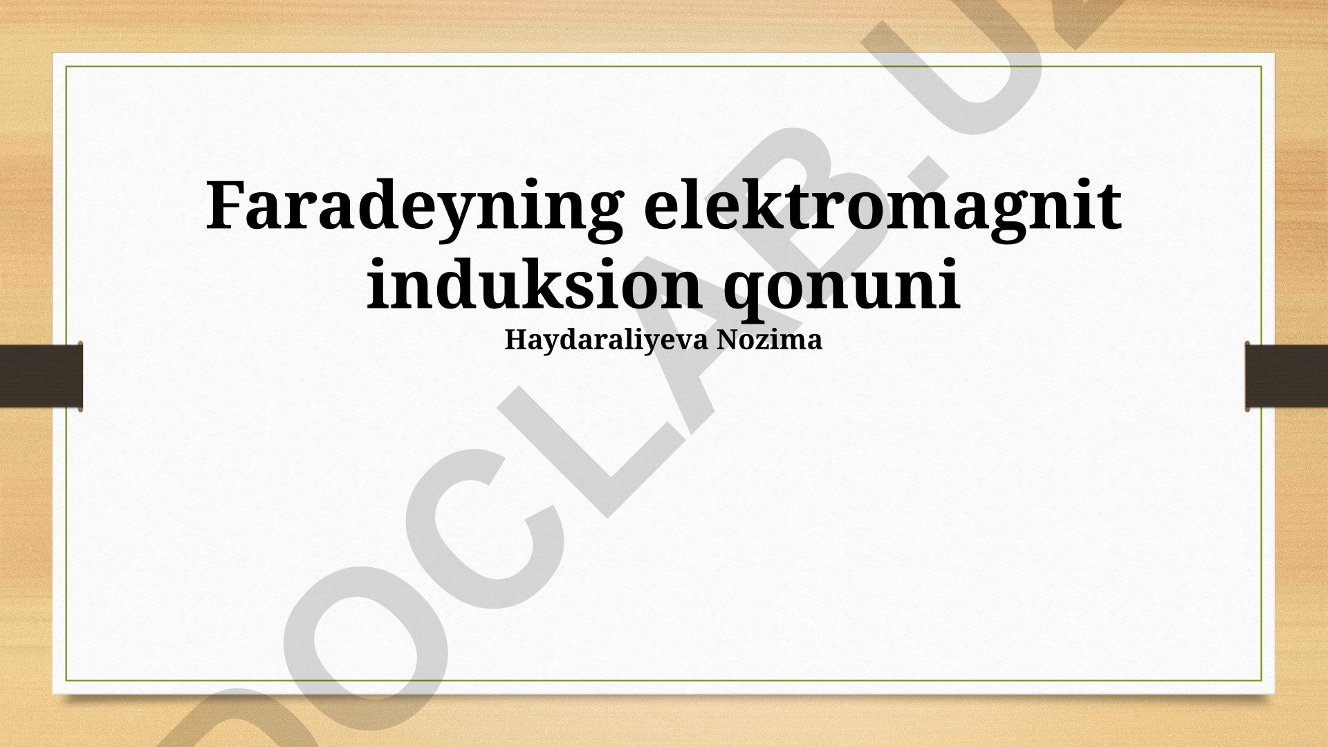 Faradeyning elektromagnit induksion qonuni va uning amaliy qo'llanilishi