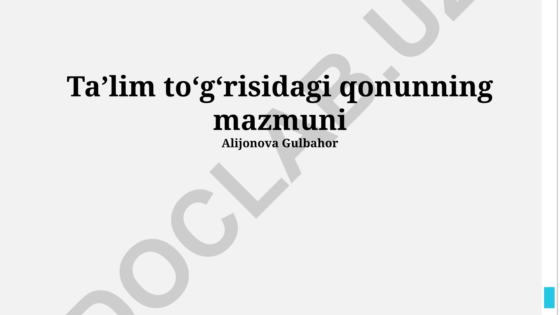 Taʼlim toʻgʻrisidagi qonunning mazmuni