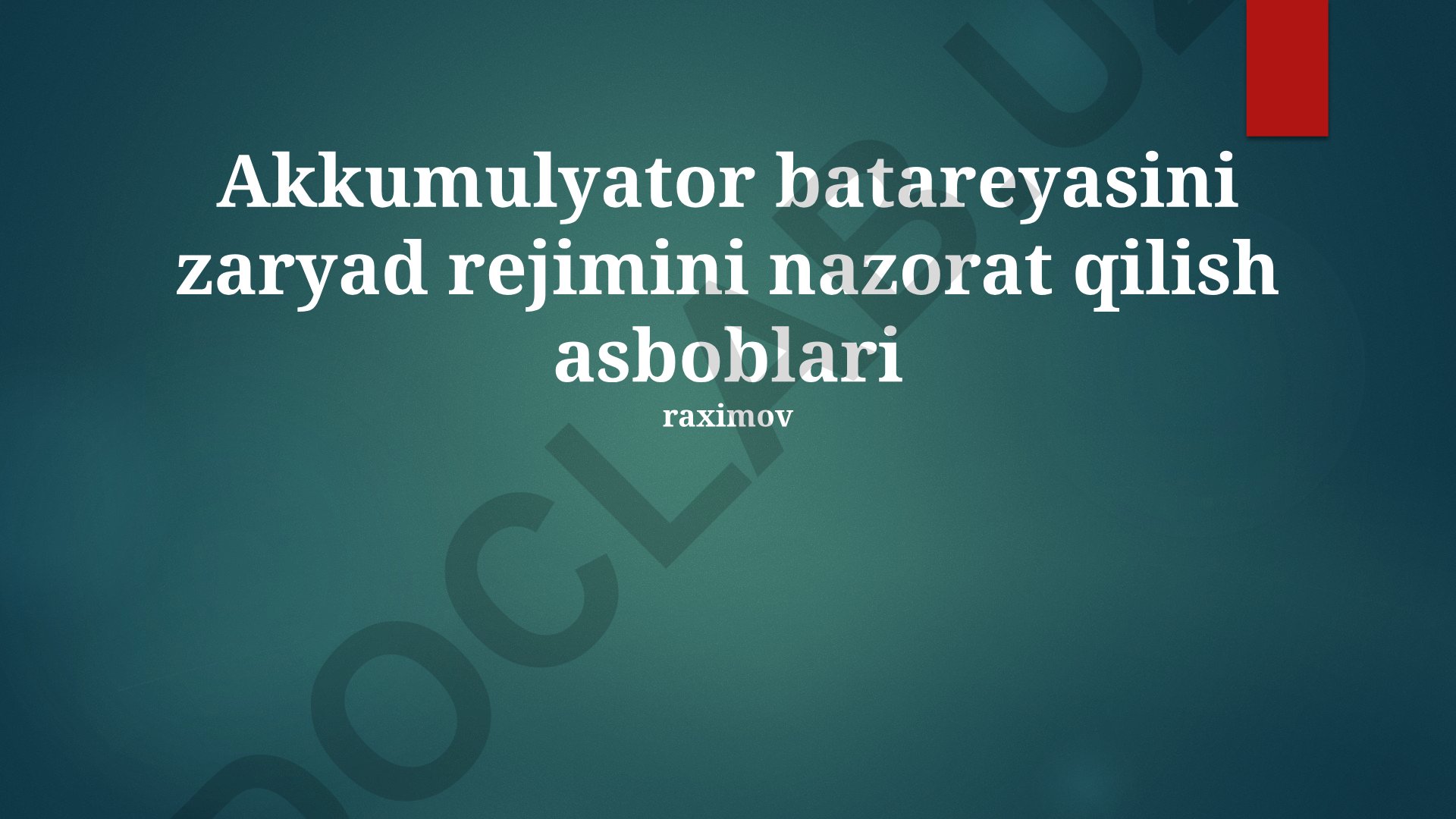 Akkumulyator batareyasini zaryad rejimini nazorat qilish asboblari