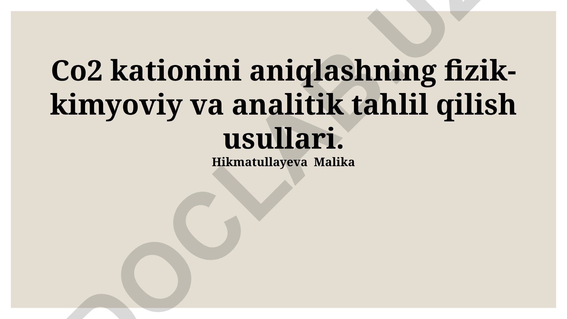 CO₂ kationini aniqlashning fizik-kimyoviy va analitik usullari