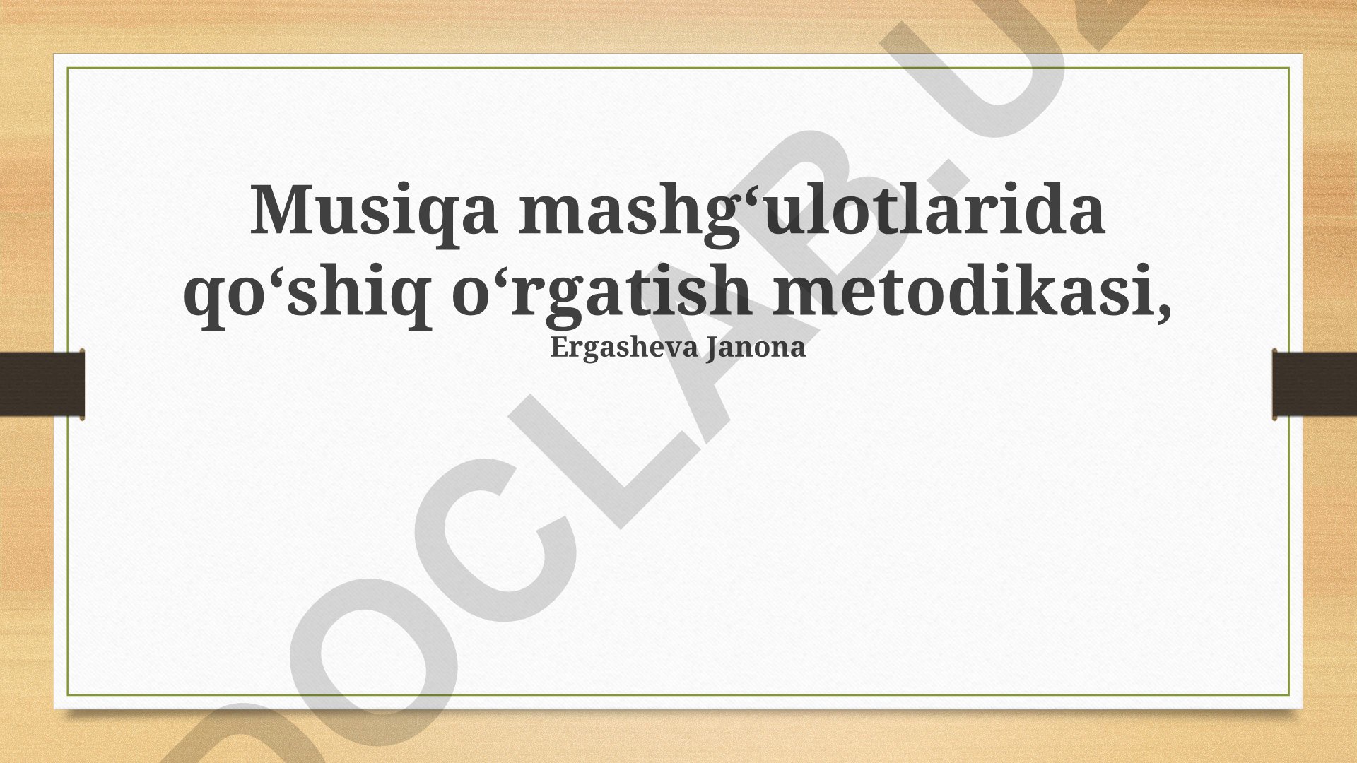 Musiqa mashg'ulotlarida qo'shiq o'rgatish metodikasi