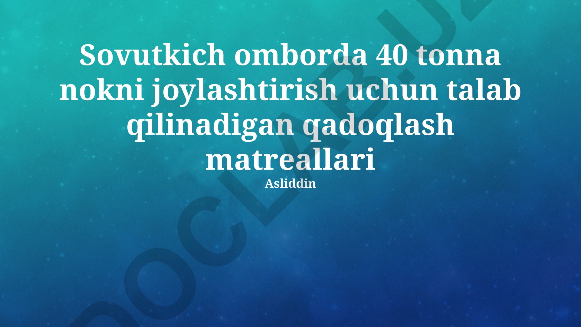 Sovutkich omborda 40 tonna nokni joylashtirish uchun talab qilinadigan qadoqlash materiallari