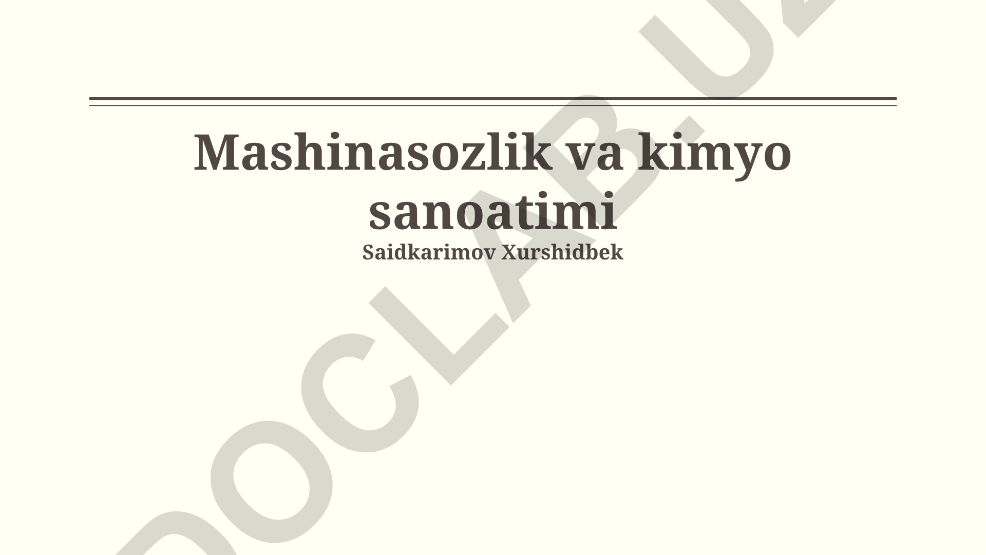 Mashinasozlik va kimyo sanoati o'zaro bog'liqligi