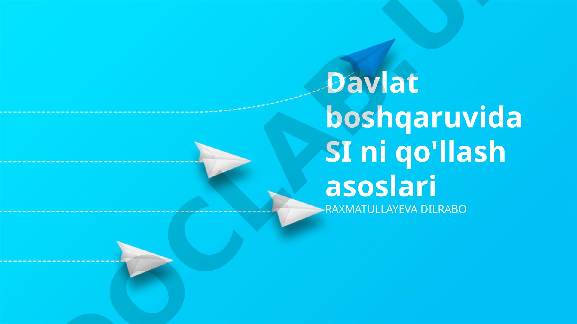 Davlat boshqaruvida sun'iy intellektni qo'llash asoslari