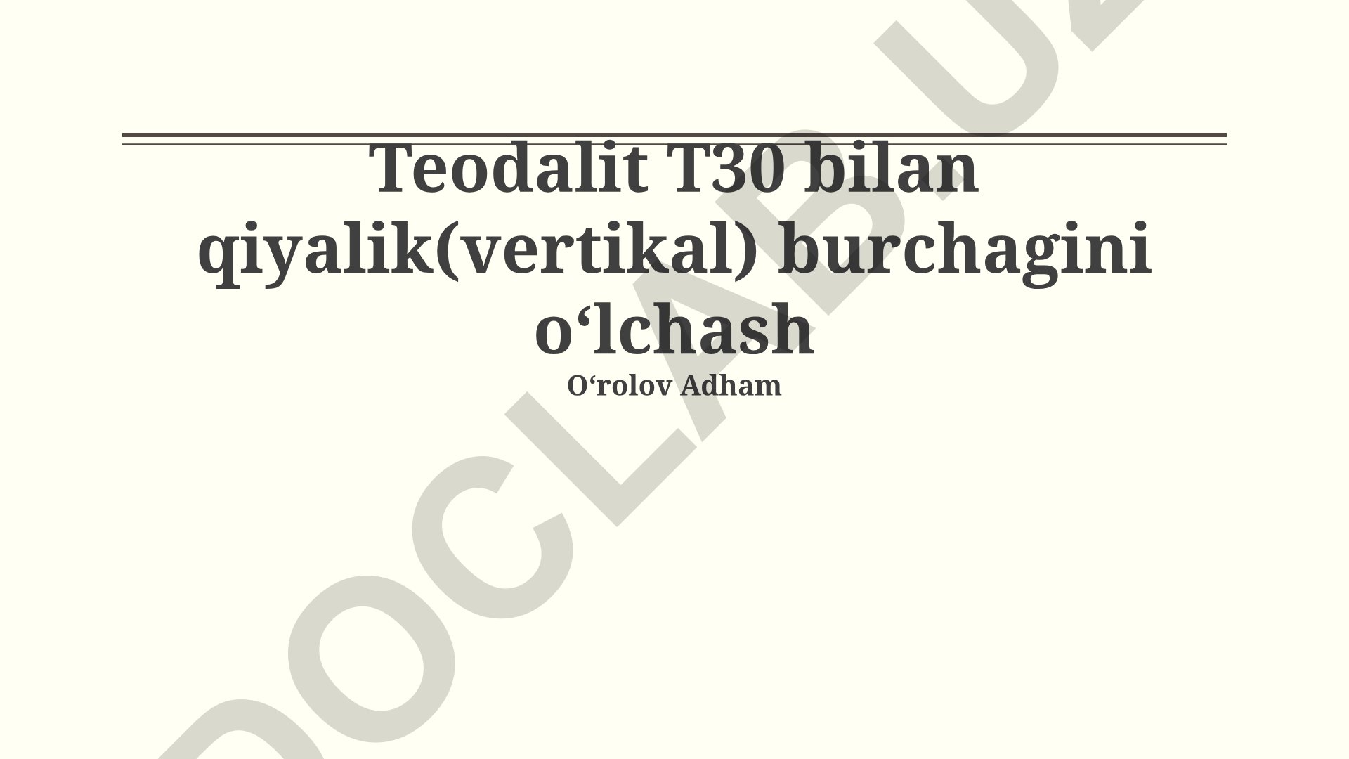 Teodolit T30 yordamida vertikal burchakni o'lchash