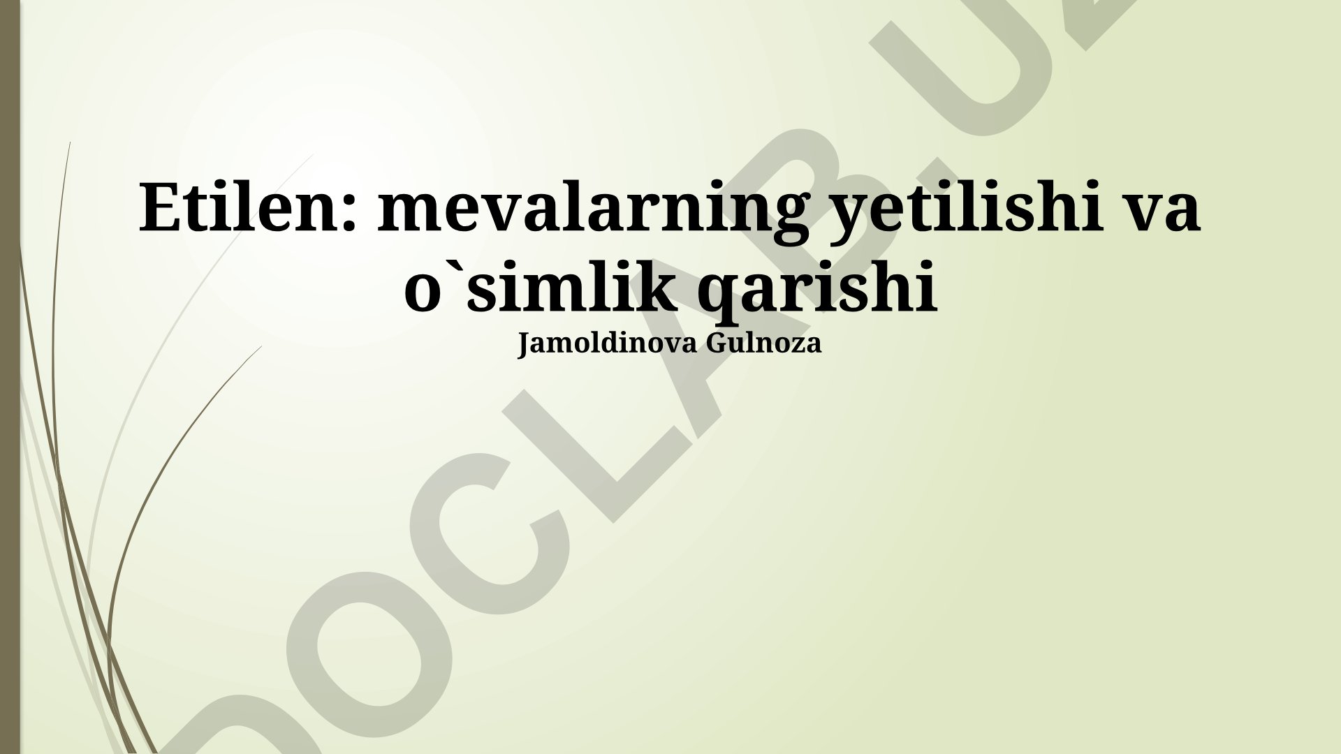 Etilenning meva yetilishi va o'simlik qarishidagi roli