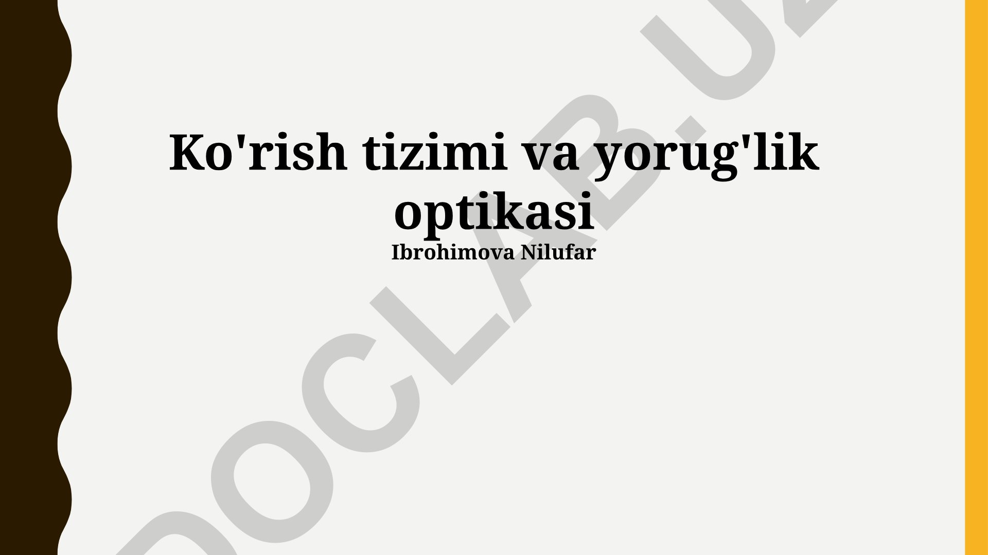 Ko'rish tizimi va yorug'lik optikasi asoslari
